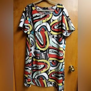 Shein Pull-on Dress, Multi-colored Geometric Print, Size 2X